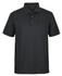A dark green polo shirt featuring a pocket and a logo. The fabric has a textured waffle pattern.