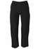 Black track pants featuring an elastic waistband and a simple design. Includes a logo on the garment.