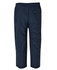 Track pants in navy blue with an elastic waistband and a back pocket. Features a logo on the fabric.