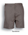 Unisex adults cotton drill work shorts in sandstone colour, featuring a logo and practical side pocket.