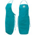 A turquoise Ritz Bib Apron with a logo, featuring a simple design and adjustable ties at the waist.
