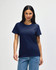 A navy women's t-shirt in a midweight fabric, featuring a round neckline and a fitted silhouette. Logo present.