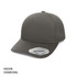 A charcoal grey cap with a curved brim and a logo on the side, featuring a seamless design.