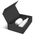 A white drink bottle and a white insulated cup displayed in a black gift box. The box has a sleek, minimalist design.