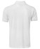 A white polo shirt featuring a collar and short sleeves. It has a logo on the design.