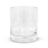 A clear glass tumbler with a thick, solid base, designed for beverages.