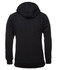 A black hoodie featuring a hood, with a simple design and no visible logos.