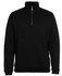 A black 1/2 zip sweatshirt with a high collar and subtle zipper detail. Features branding on the garment.