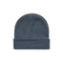 A cuff beanie in a dark grey hue, featuring a fold-over design and a subtle logo.