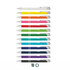 A collection of metal pens in various colours, including white, orange, pink, green, blue, and purple, each with a silver clip.