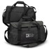 A black Aquinas 20L duffle bag featuring a shoulder strap and two handles, with a logo on one side.