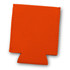 An orange stubby cooler with a bottom flap and stitched edges, designed to hold a drink bottle.