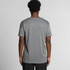 A grey athletic t-shirt with a round neckline and short sleeves. The shirt has a subtle branding detail.