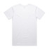 A white V-neck T-shirt featuring a plain back design and a logo at the neckline.