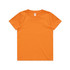 An orange Youth Staple Tee featuring a classic crew neck and short sleeves, accompanied by a logo.