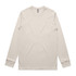 A long-sleeve t-shirt in a light beige colour, featuring a simple design and a logo on the label.