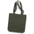 An olive green canvas tote bag with two shoulder straps and a simple design. It features a logo.