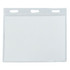 A clear, flexible plastic name badge holder with three holes for attachment. Suitable for display at events and exhibitions.