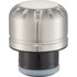 A drink bottle cap in silver and black, designed for a copper vacuum insulated bottle. It features a logo.
