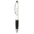 A white and black antibacterial stylus pen featuring a logo on the barrel and a touch screen tip.