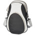 A cooler bag with a black and grey design, featuring a shoulder strap and a zippered compartment.