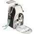 A cooler bag in black and grey featuring two wine glasses, wine bottle slots, napkins, and utensils.