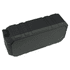 A black waterproof Bluetooth speaker with a rugged exterior, featuring control buttons on the top and a logo.