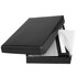 A sleek black business card holder in an open box, featuring a soft lining and a minimalist design.