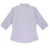 A lilac button-up shirt with 3/4 sleeves, featuring a fitted design and a logo.