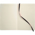A soft-bound journal with lined pages and a black ribbon bookmark, featuring a minimalist design.