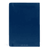 A navy softcover notebook featuring a smooth finish and an understated logo at the bottom.
