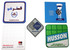 A selection of custom PVC coasters in various shapes and colours, featuring logos and designs.