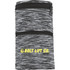 A heathered grey wristband with black zippers and a logo, featuring a pocket for small items.