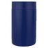 A navy blue drink holder with a sleek, smooth finish, featuring a branding logo.
