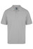 A light grey polo shirt with a classic collar and three-button placket, featuring a logo on the chest area.