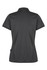 A dark grey polo shirt with a classic collar and short sleeves, featuring a logo on the side.