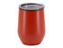 A travel mug in a vibrant red colour with a clear lid and a sleek, double wall design.