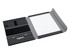 A black A4 portfolio featuring compartments for notes and cards, with a lined notepad included.