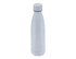 A drink bottle in white, featuring a sleek, modern design and a removable cap. It includes a logo.