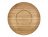 A bamboo saucer with an oval shape and textured surface, featuring a central indentation for a mug.