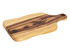 A medium serving board made of wood with a natural finish, featuring dark and light striped patterns.