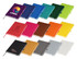 A collection of A5 notebooks in various colours, each with a decorative logo, displayed in a row.