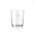A drink bottle featuring a clear plastic tumbler with a circular logo on one side.
