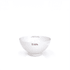 A white rice bowl with a glossy finish and a logo on the interior base, measuring 10cm in diameter.