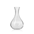 A glass carafe with a sleek design, featuring a logo and a clear finish. Ideal for serving wine.