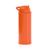 A drink bottle in bright orange, with a secure lid and a handle, ideal for hydration on the go.