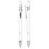 A white Talara Click Action Ballpoint Pen with chrome accents, featuring a sleek design and a clip.