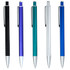 A set of five Molero Click Action Ballpoint Pens in black, purple, teal, silver, and blue with a clip and grip design.