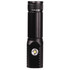 A black LED torch featuring a textured grip and a smooth body, designed for compact portability.