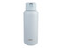 A drink bottle in light blue with a screw top lid and a logo on the front.